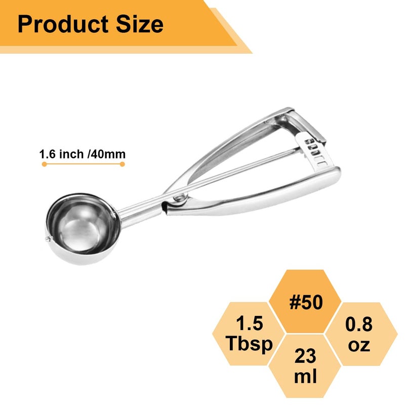 Fayomir Cookie Scoop 1.5 Tablespoon, Small Cookie Dough Scoop, Cookie Scoops for Baking, Ice Cream Scoop, Selected 18/8 Stainless Steel for Making Cookie, Melon Ball, Ice Cream, Meatball - Image 2